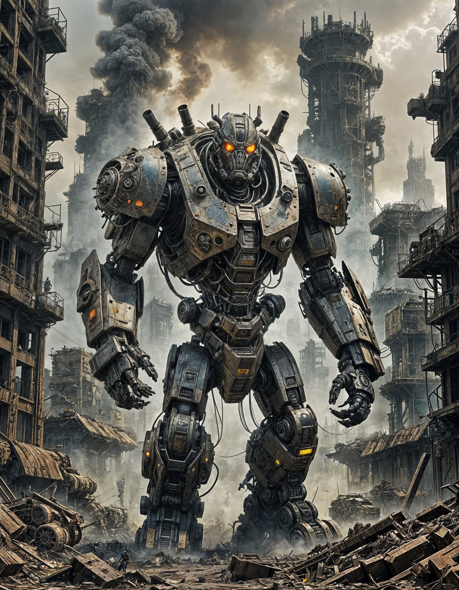 Armored Cyborg Beast Charges Through Wasteland