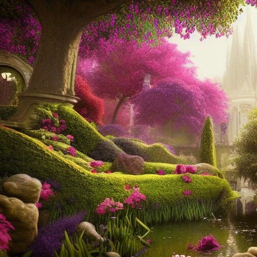 Hyperdetailed English Gardens in Fantasy Concept Art