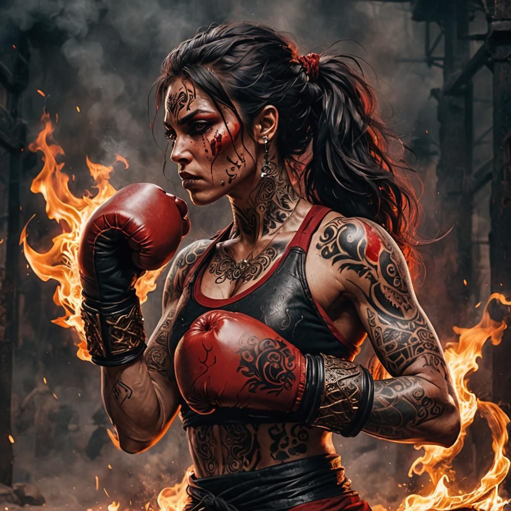 Muscular Woman Warrior with a Determined Gaze