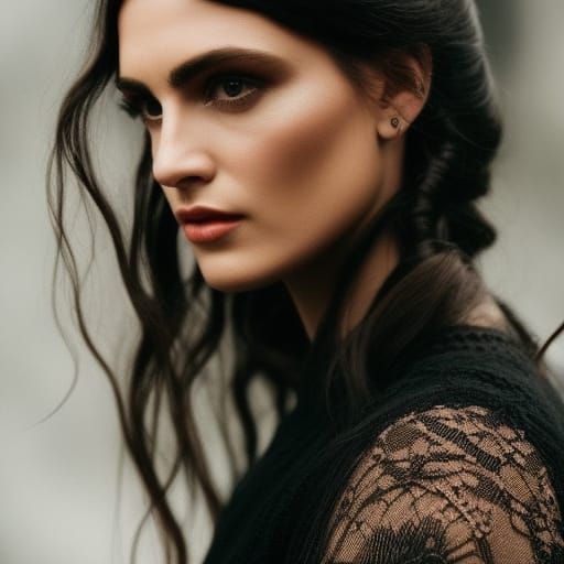 Moody Woman with Veil in Detailed Fantasy Art