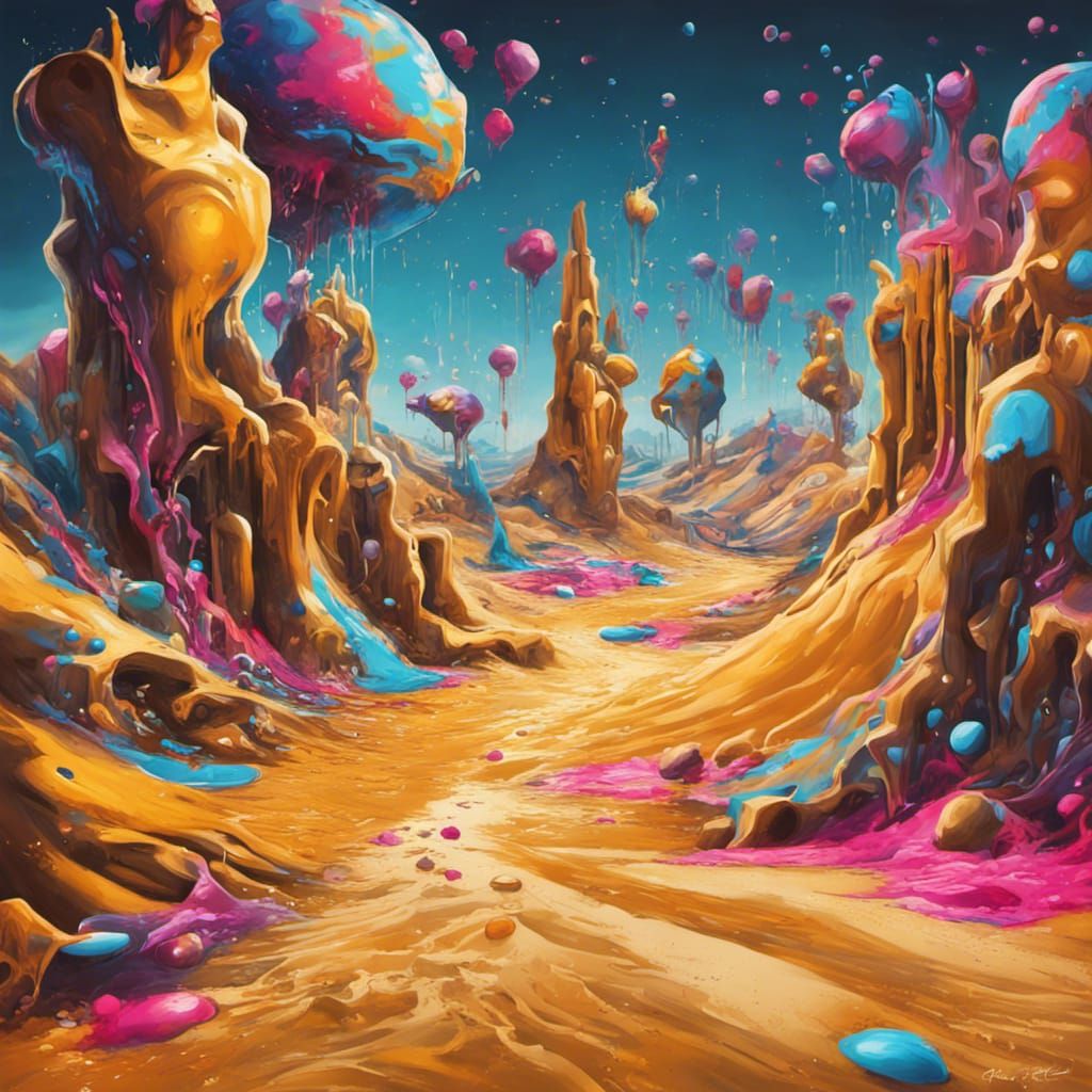 Golden Desert Jewels in Graffiti Art Style