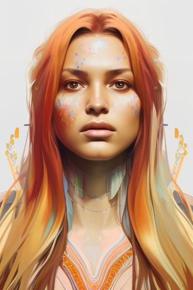 Aboriginal Woman Portrait in Art Nouveau Style