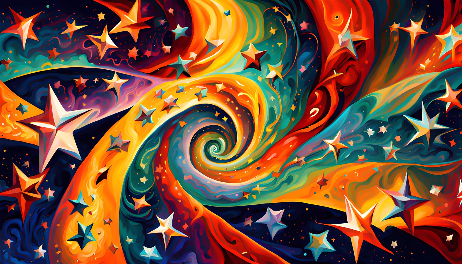Cosmic Starburst Vortex in Vibrant 3D
