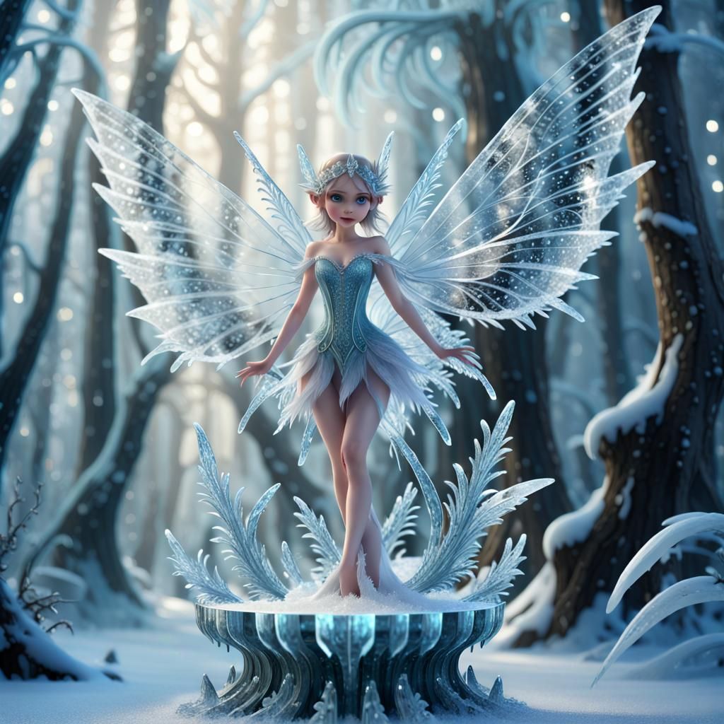 Crystal Fairy Dances in Frosty Dreamscape