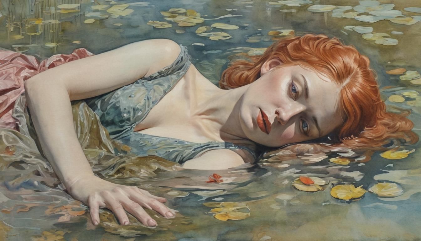 Ophelia's Displeasure: A Watercolor Avant-Garde Portrait