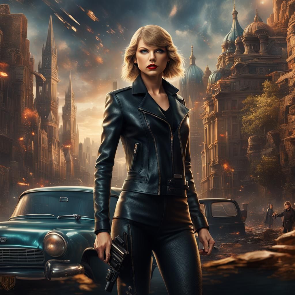 Taylor Swift as Agent: Detailed Matte Painting