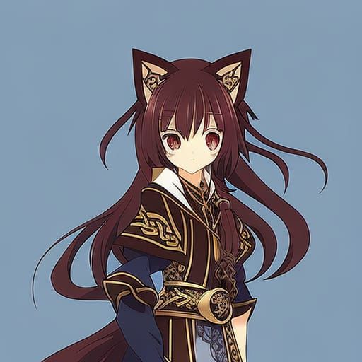 Celtic Cat in Anime Style