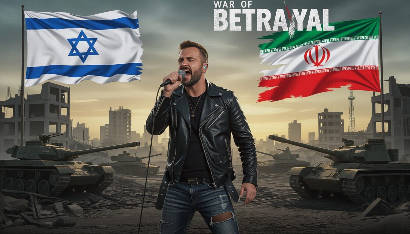 Singer in Dystopian Warscape: Gritty, Industrial Art