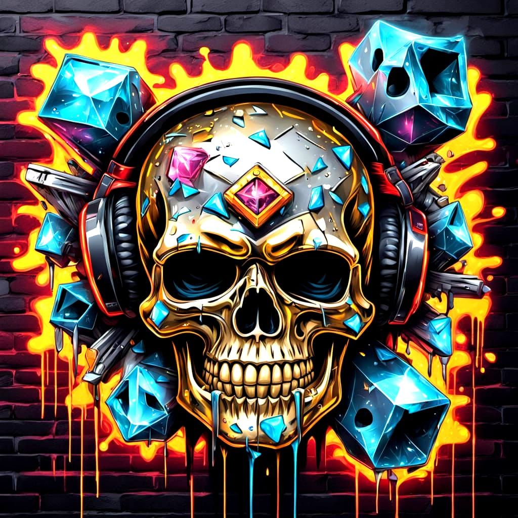 Skull street grillz XL diamonds