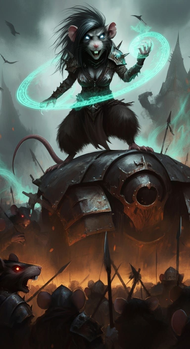 Warlord in Dark Fantasy Cyberpunk Style