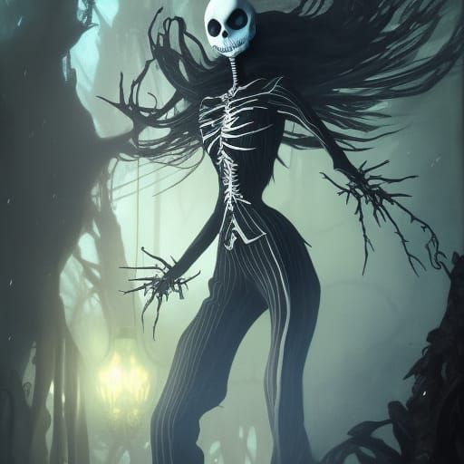 Jack Skellington in Dark Fantasy Style