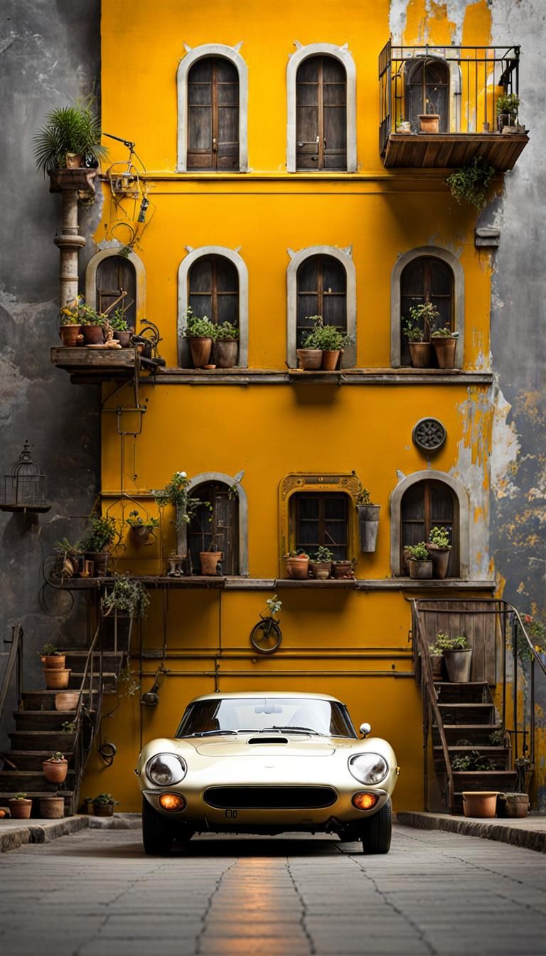 Steampunk Toyota 2000GT in Indian Yellow Digital Art