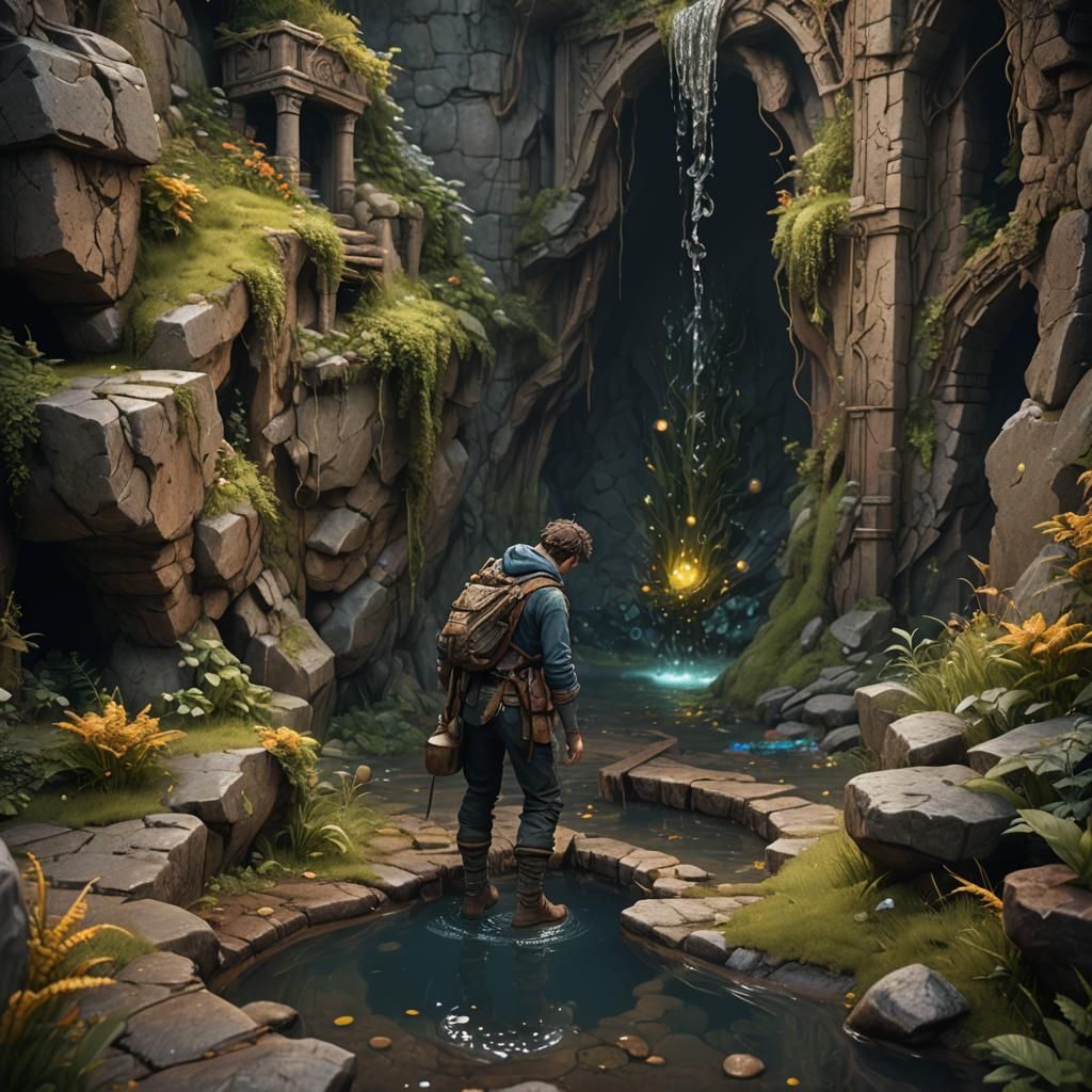 Detailed Matte Painting of a Person Peeing