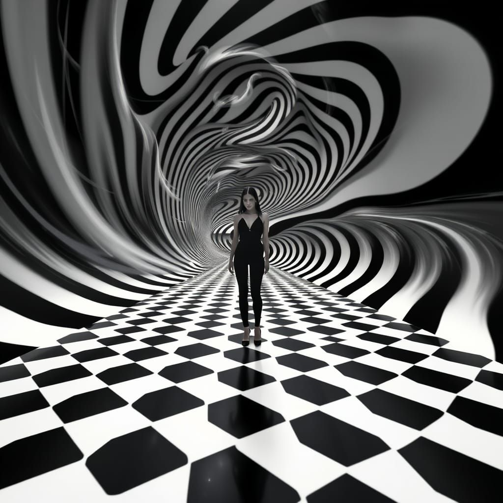 Disorienting Black and White Illusion in Perspective