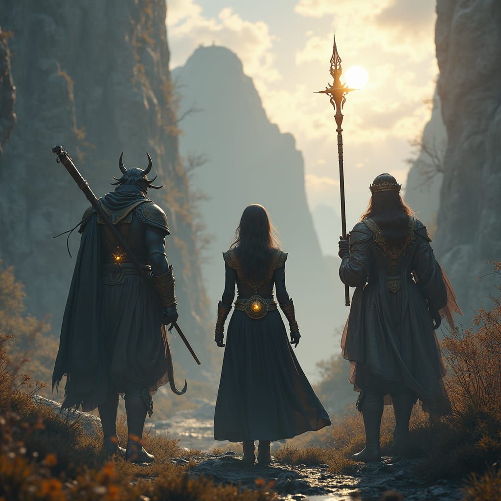 Mystical Landscape with Detailed Characters in 3D Game Art