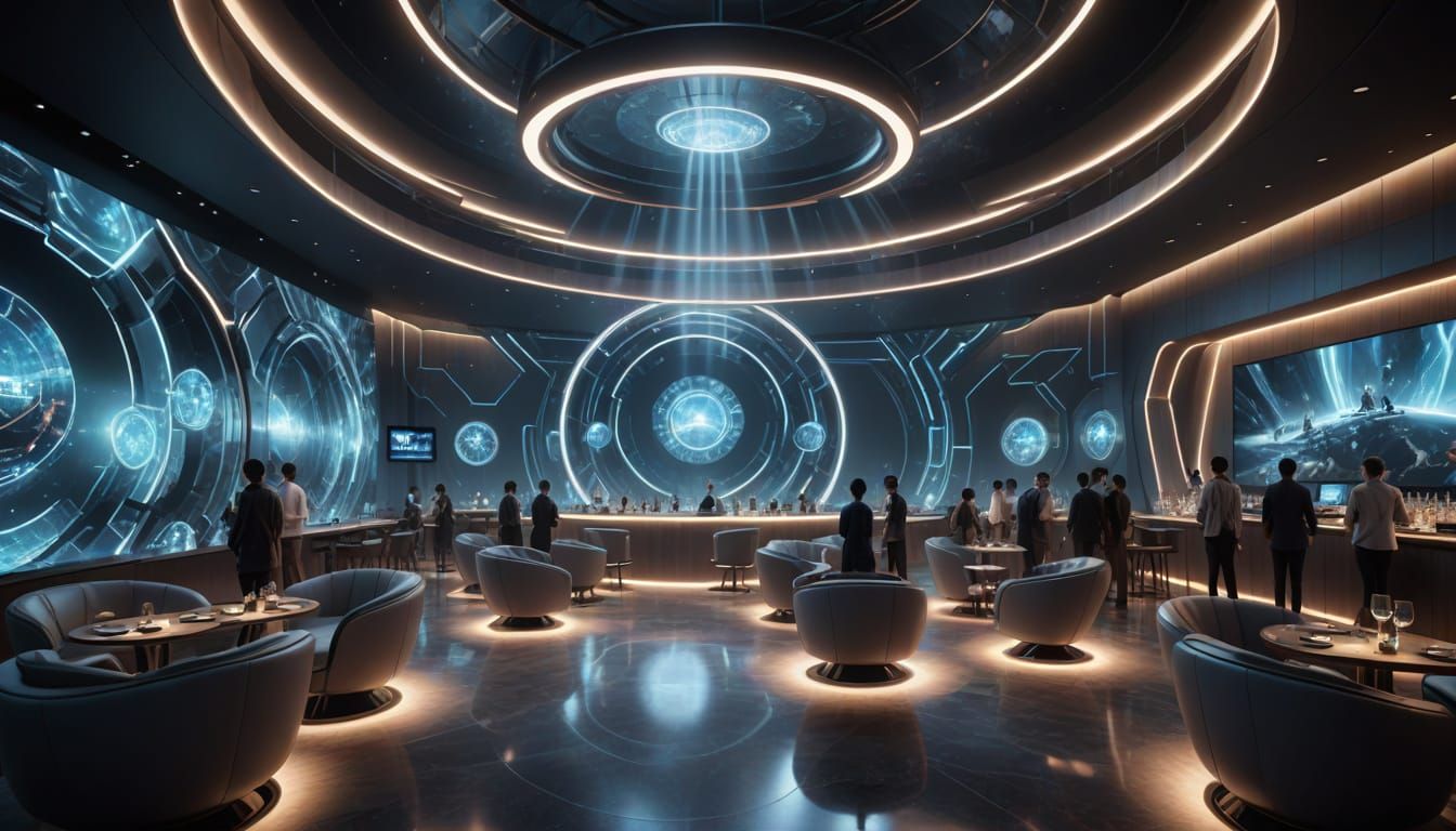 Futuristic Concert Venue with AI Bartenders