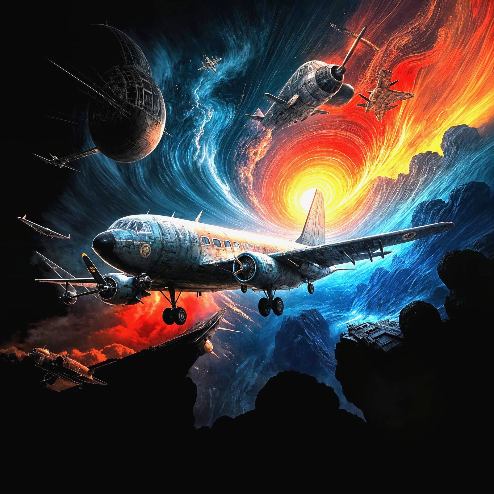 Retro Bomber in Surreal Chromatic Void