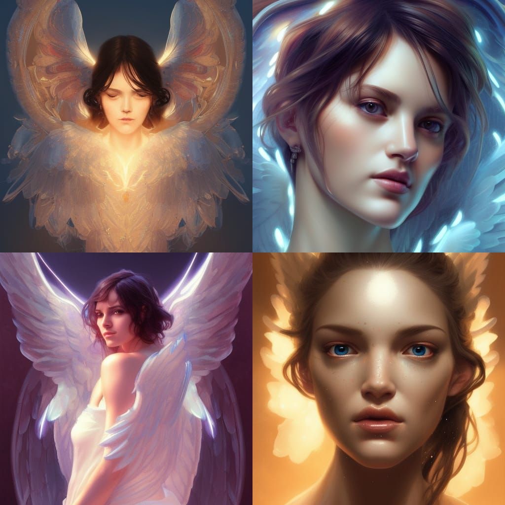 Radiant Angel Portrait in Hyperdetailed Digital Art Style
