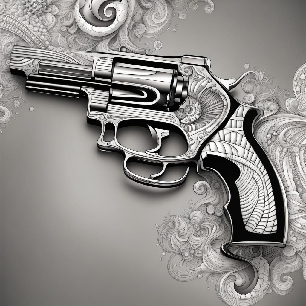 Abstract Vector Fractal Gun with Zentangle