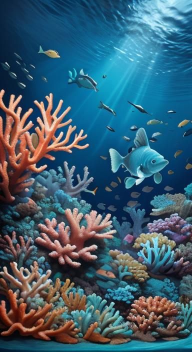 Vibrant Coral Reef Concept Art with Scuba Diver