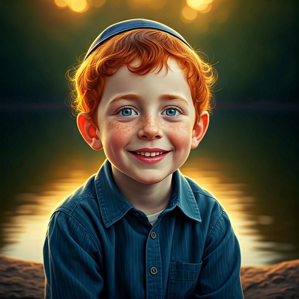 Jewish Haredi Boy in Hyperrealistic 3D Style