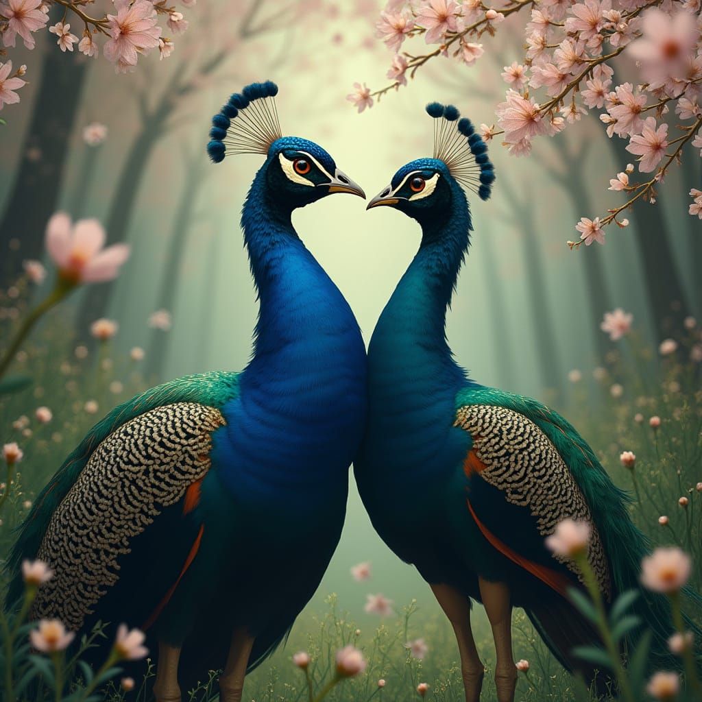 Majestic Peacock Longs for Love Amidst Lush Forest