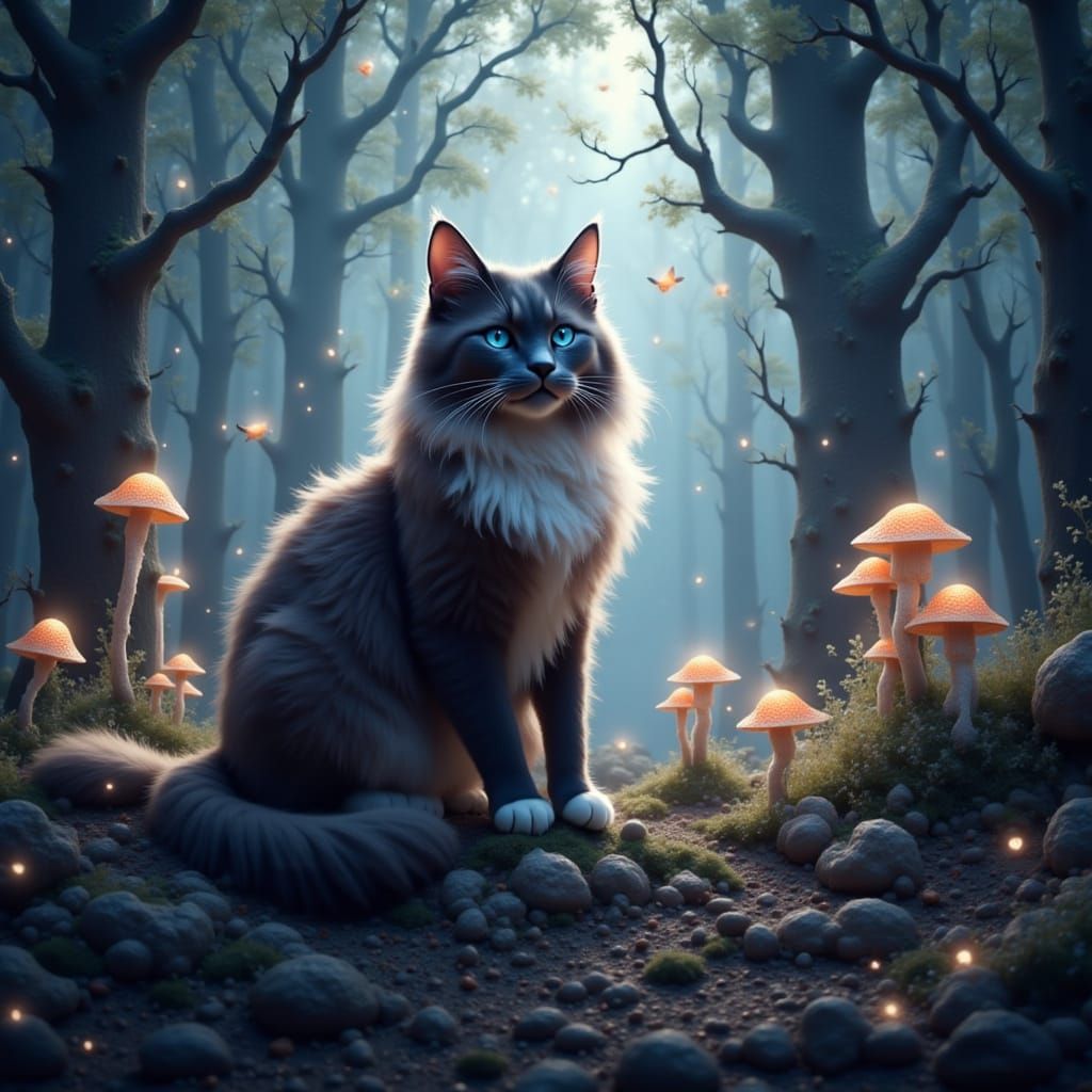 Majestic Maine Coon in Enchanted Forest