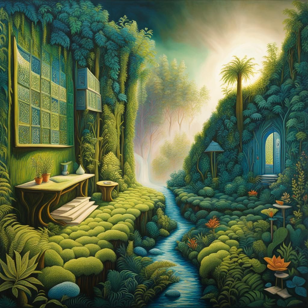 Magical World in Art Brut Style, Intricately Detailed