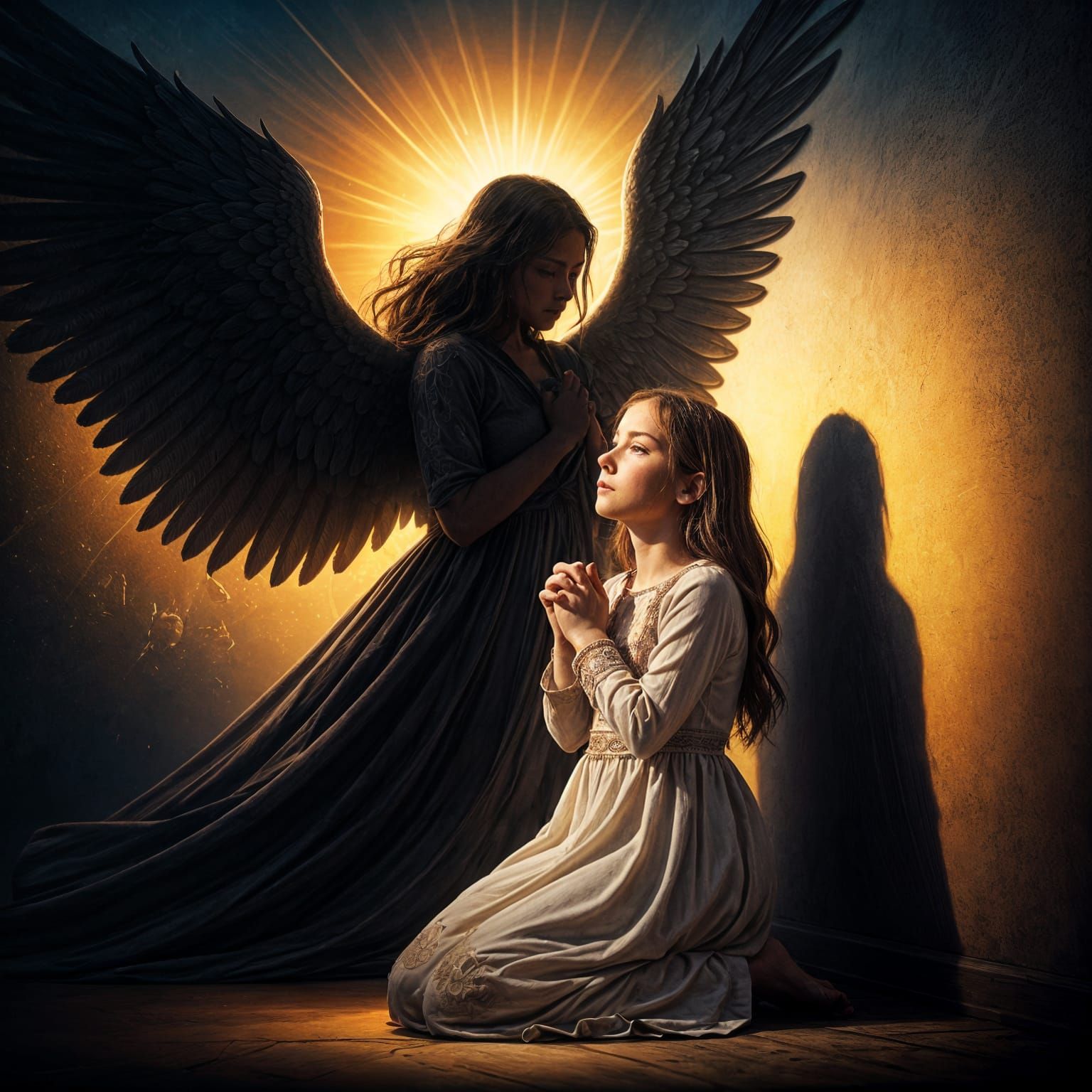 Mysterious Angelic Presence in a Somber Moment