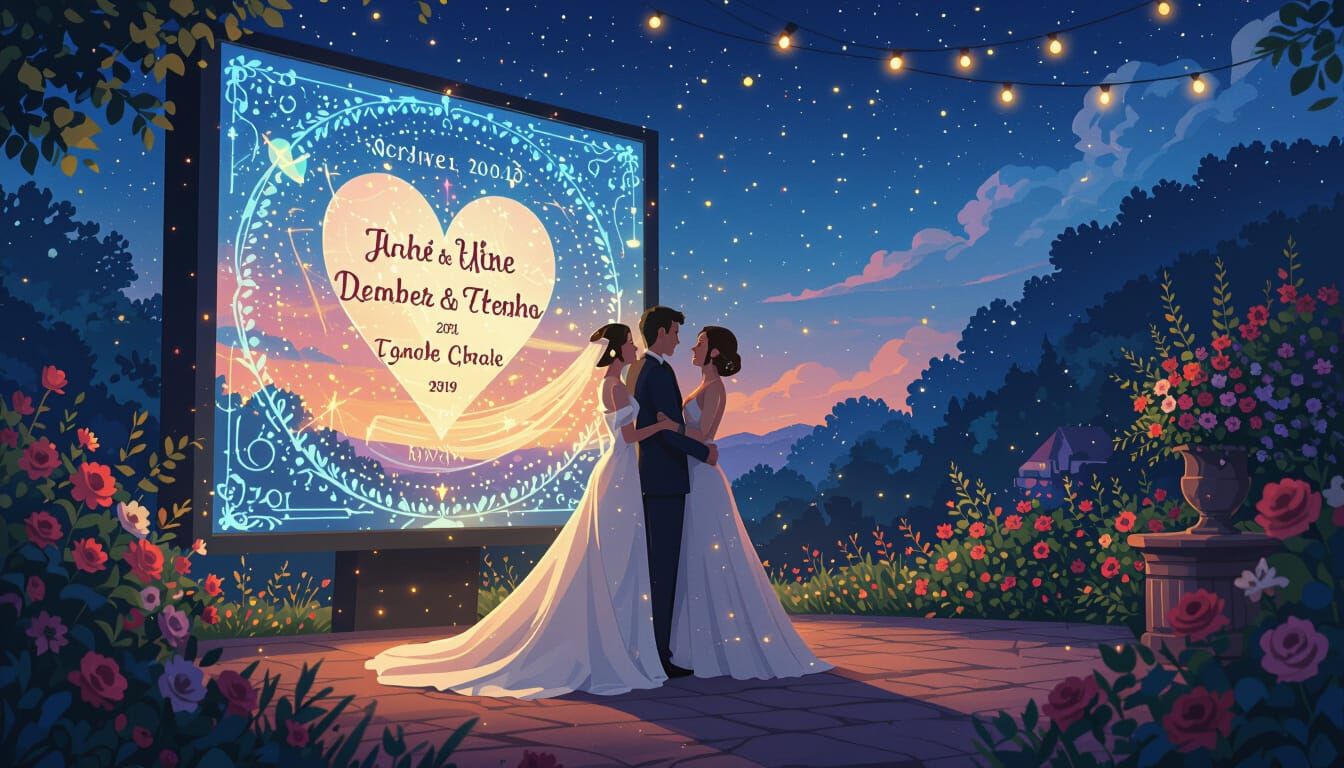 AI Wedding Video Display with Romantic Celebration