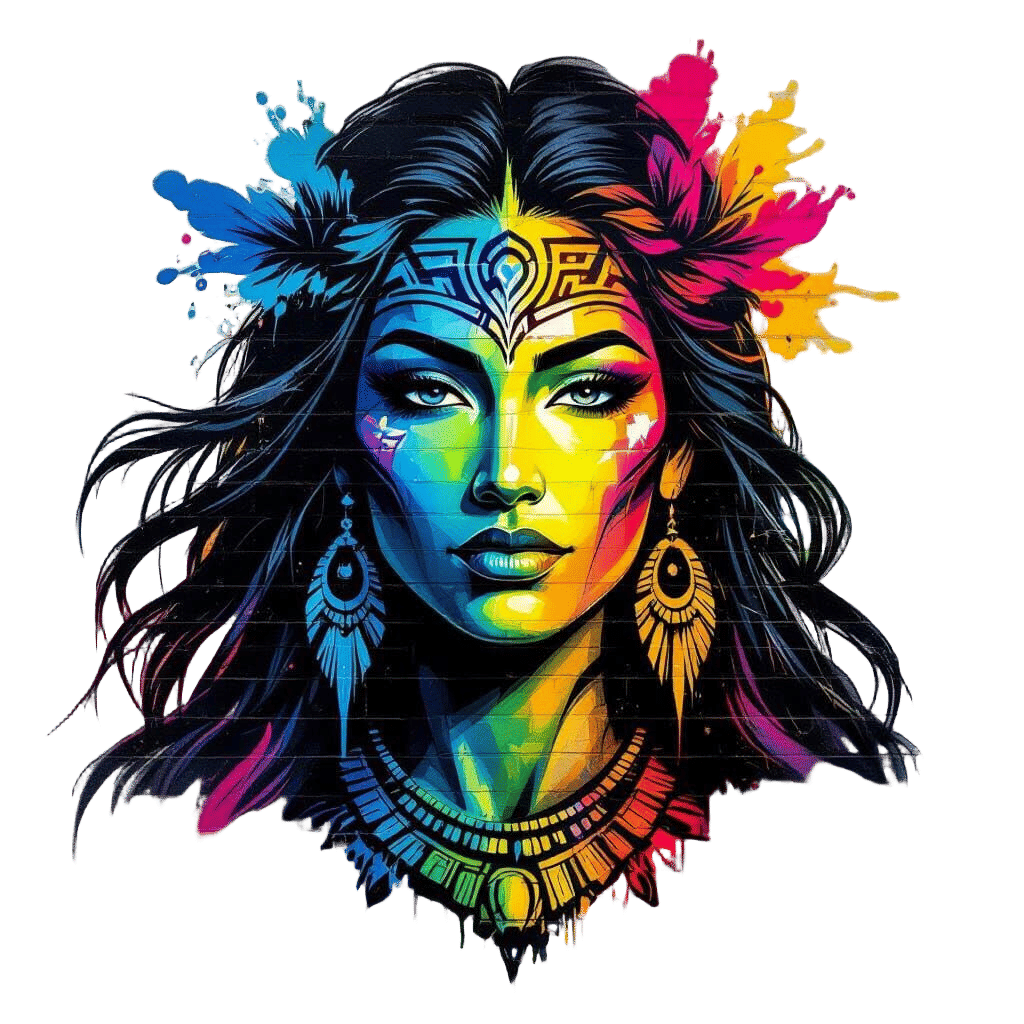 Hinewai Maori Goddess of Mist in Graffiti Art Style