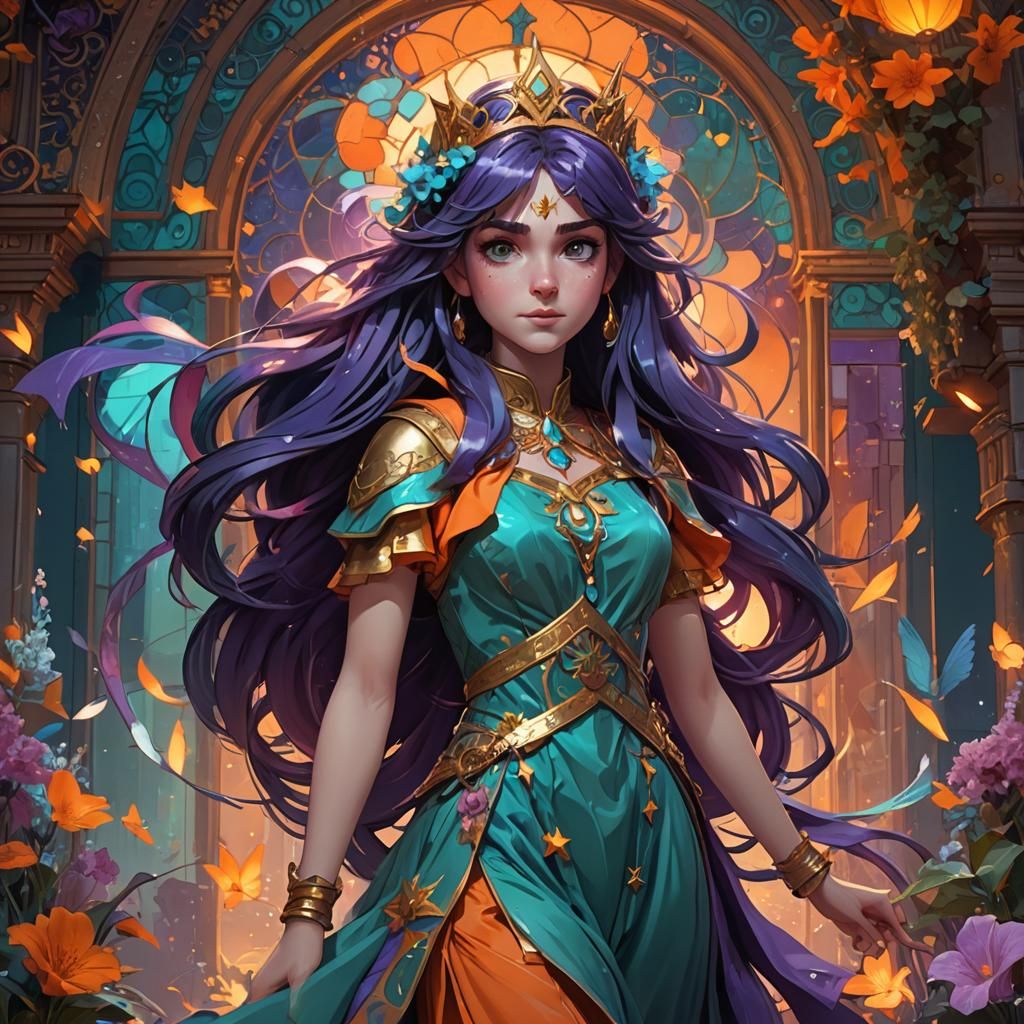 Twilight Sparkle Digital Art in Orange and Teal