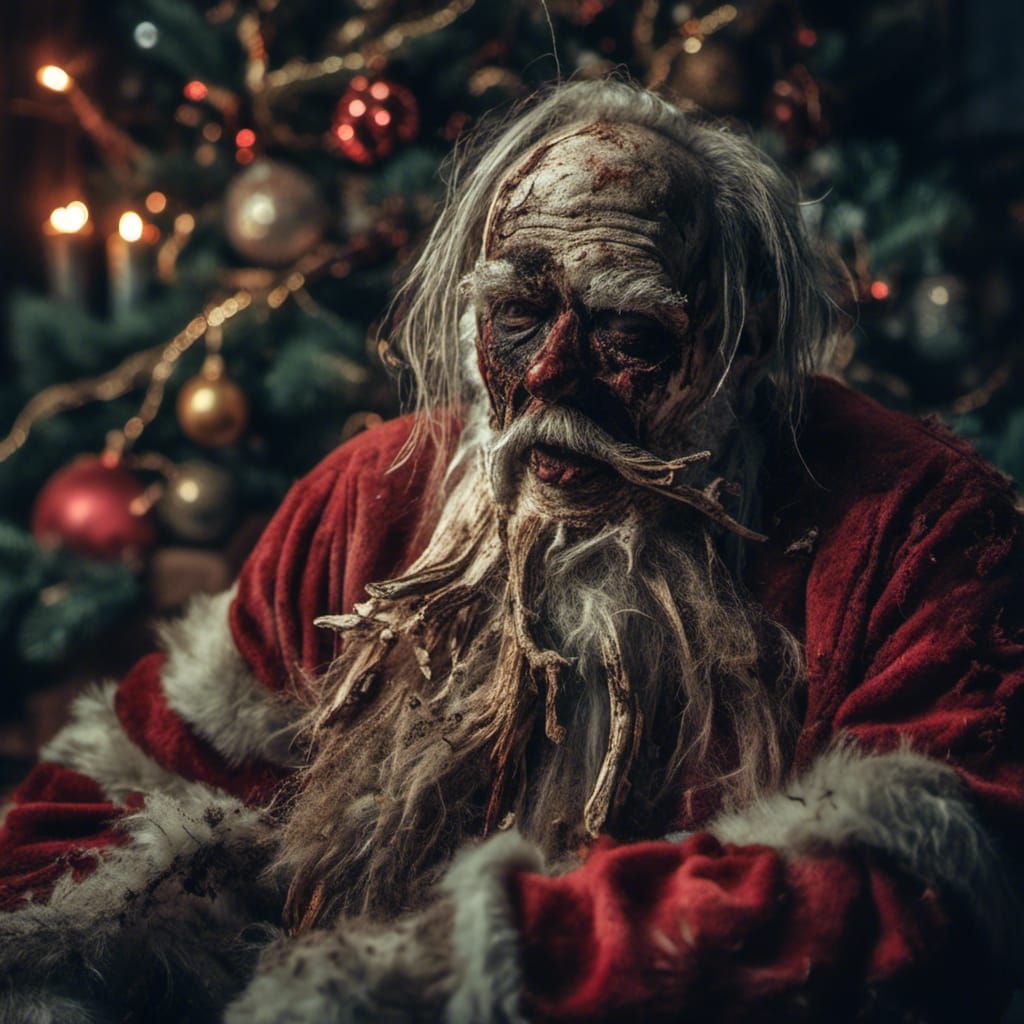 Macabre Santa Claus and Dead Christmas Tree