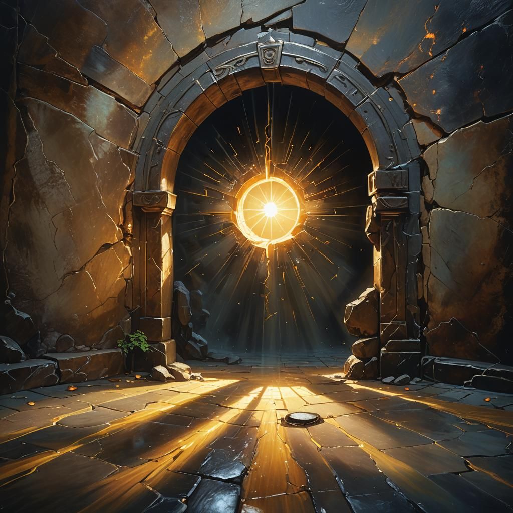 Glowing Keyhole Portal in a Surreal Oil Painting