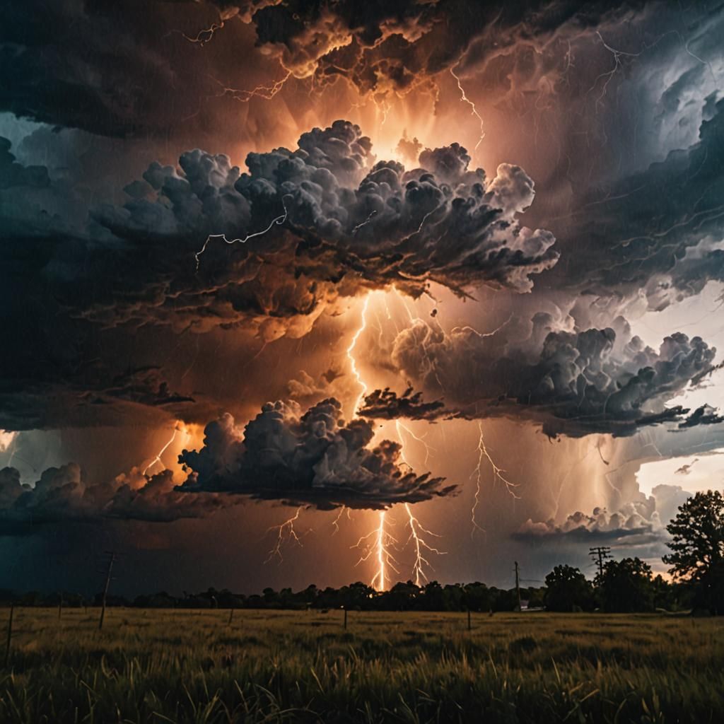Rainbow Lightning Illuminates Stormy Sky: Cinematic Still