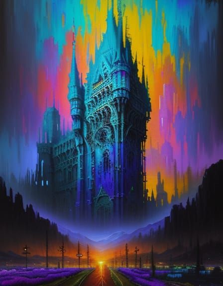 Epic Neo-Expressionist Digital Painting in Vibrant Synthwave...