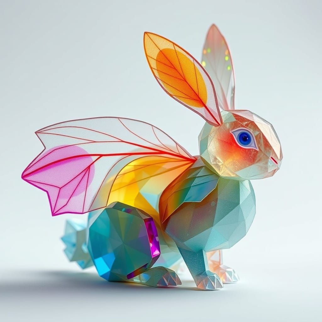 Whimsical Crystal Bunny in Dreamlike Wonder