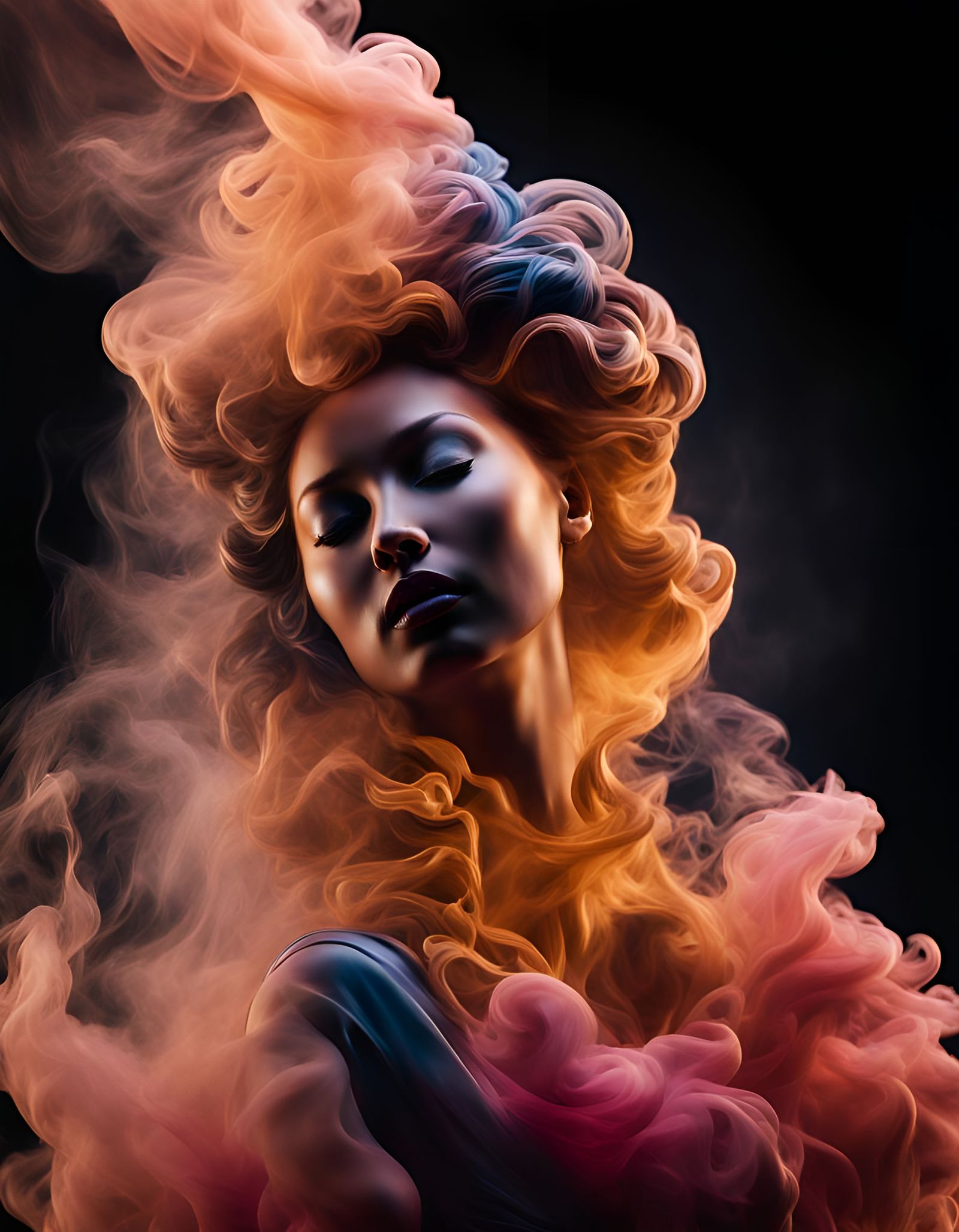 Dynamic Smoke Sculpture Portrait in HDR