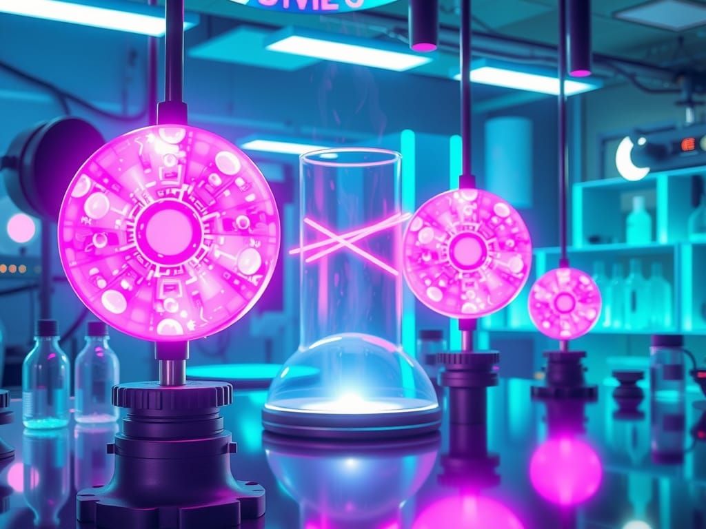 Futuristic Lab Powered by Magical Pink Orbs