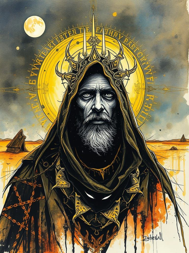 Desert Seer in Ink Sketch Style