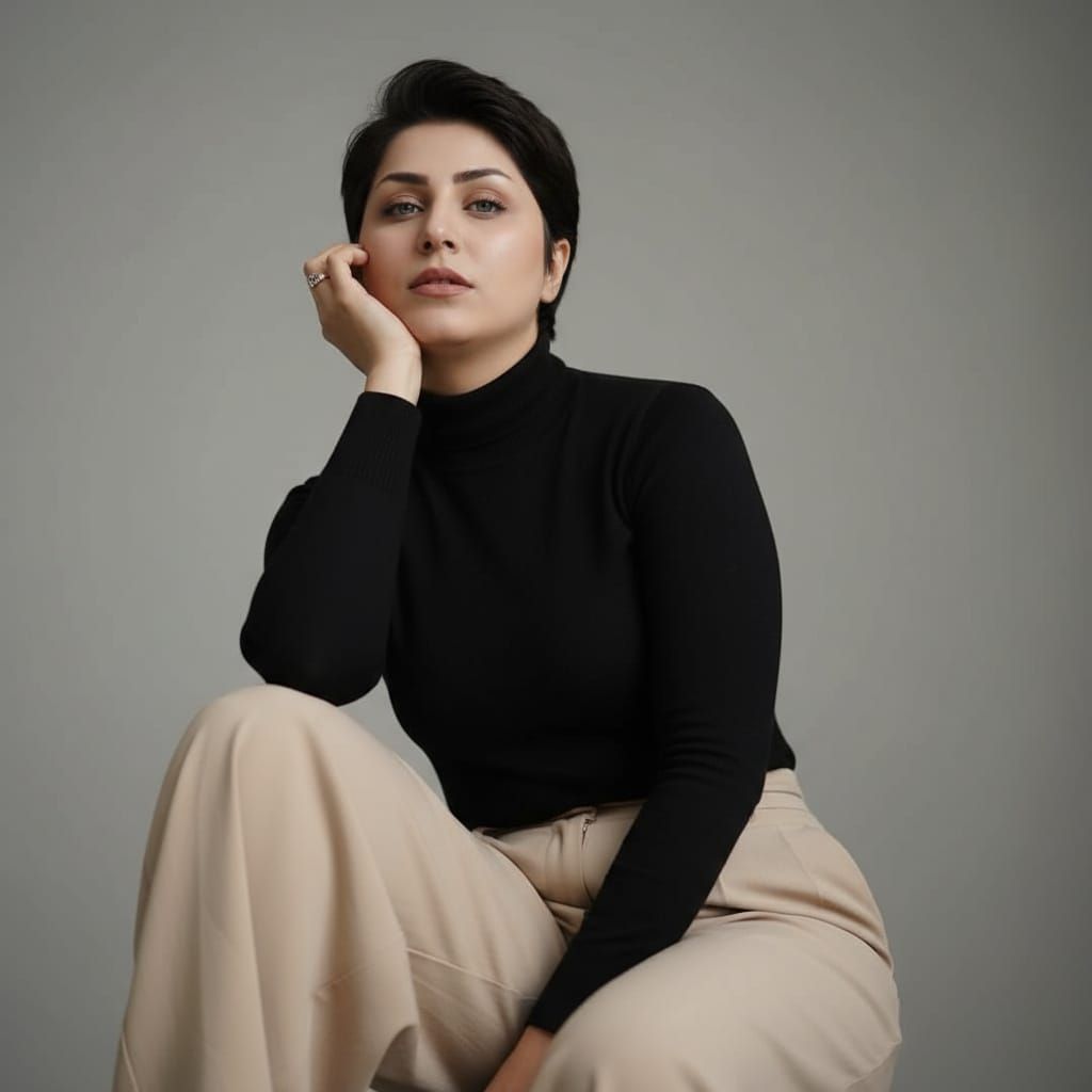 Woman with Contemplative Expression in Minimalist Portrait