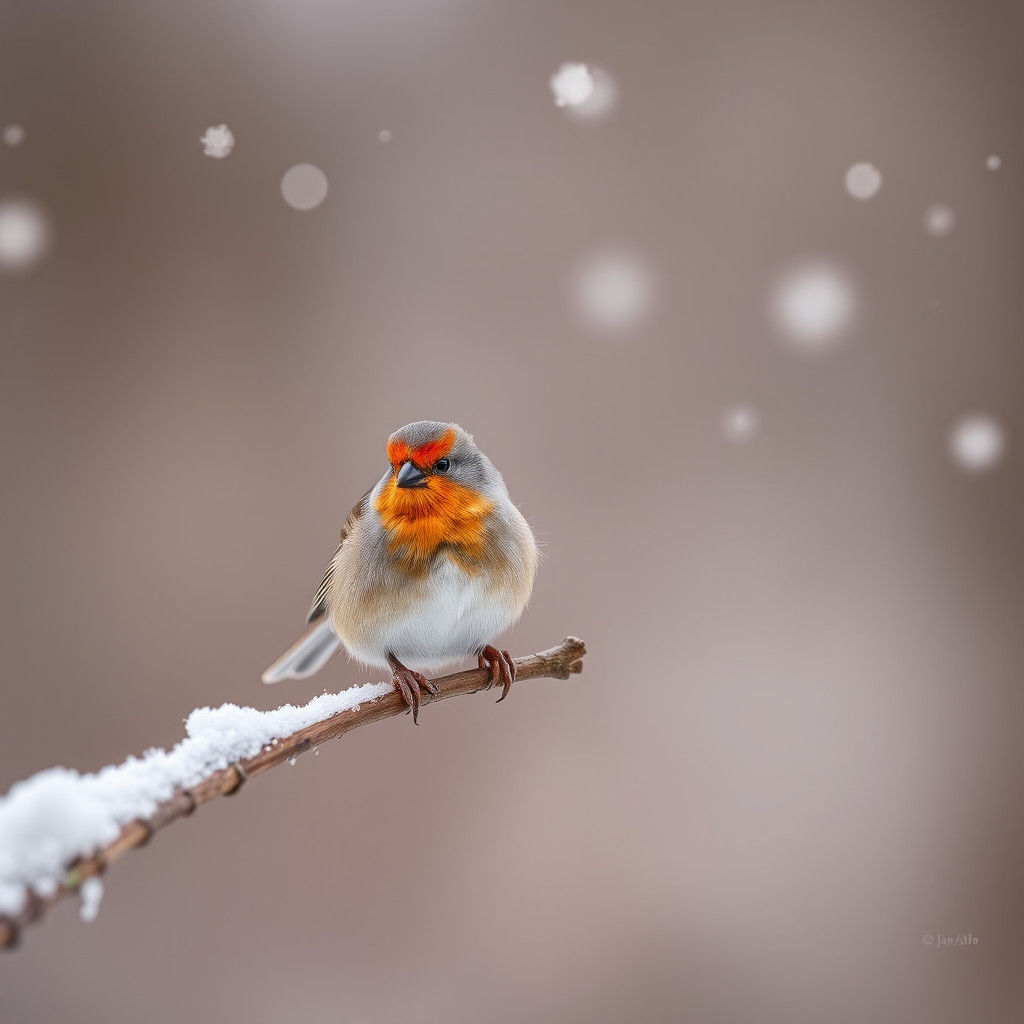 Birds Perched Peacefully in Winter Landscape