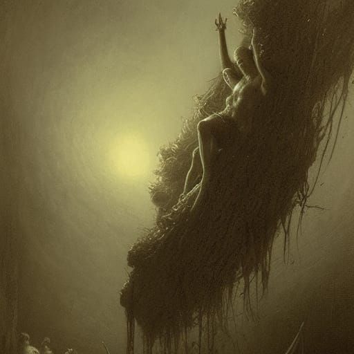 Disturbing Cannibalism Scene in Classic Horror Style