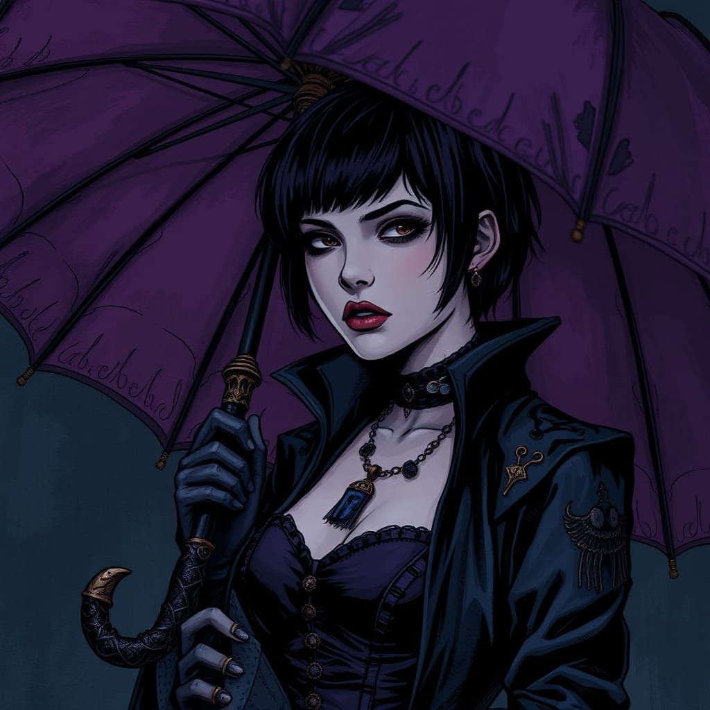 Gothic Comics Portrait of Death in Goth Punk Style