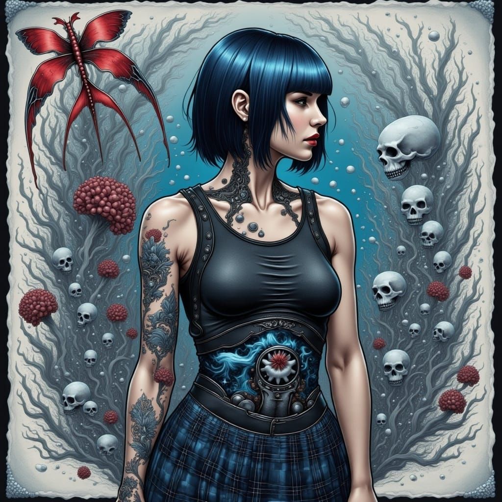 Cyborg Siren in H.R. Giger Style