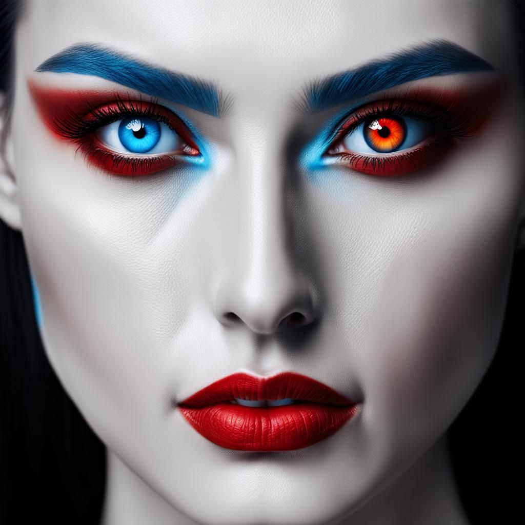 Heterochromatic Portrait: Blue and Red Eyes