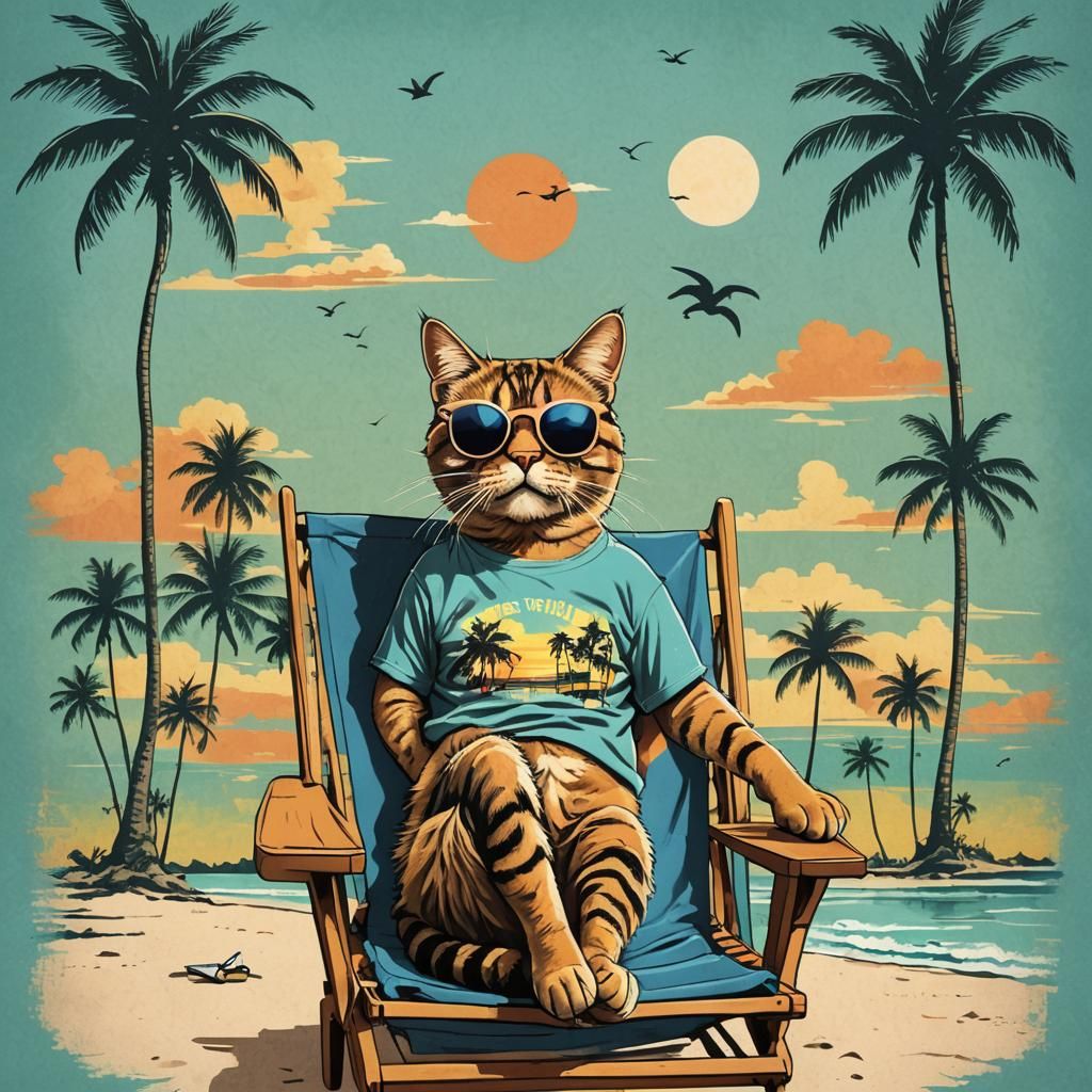 Funny Cat T-Shirt Design for Relaxation