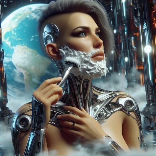 Utopian Futuristic Woman in Vibrant Digital Painting