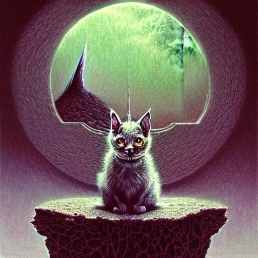 Futuristic Bat-Kitten Samurai in Hyperreal Style