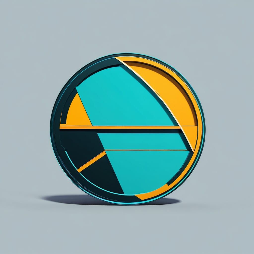 Surreal Crypto Coin Logo in Triadic Colors with Geometric Ba...